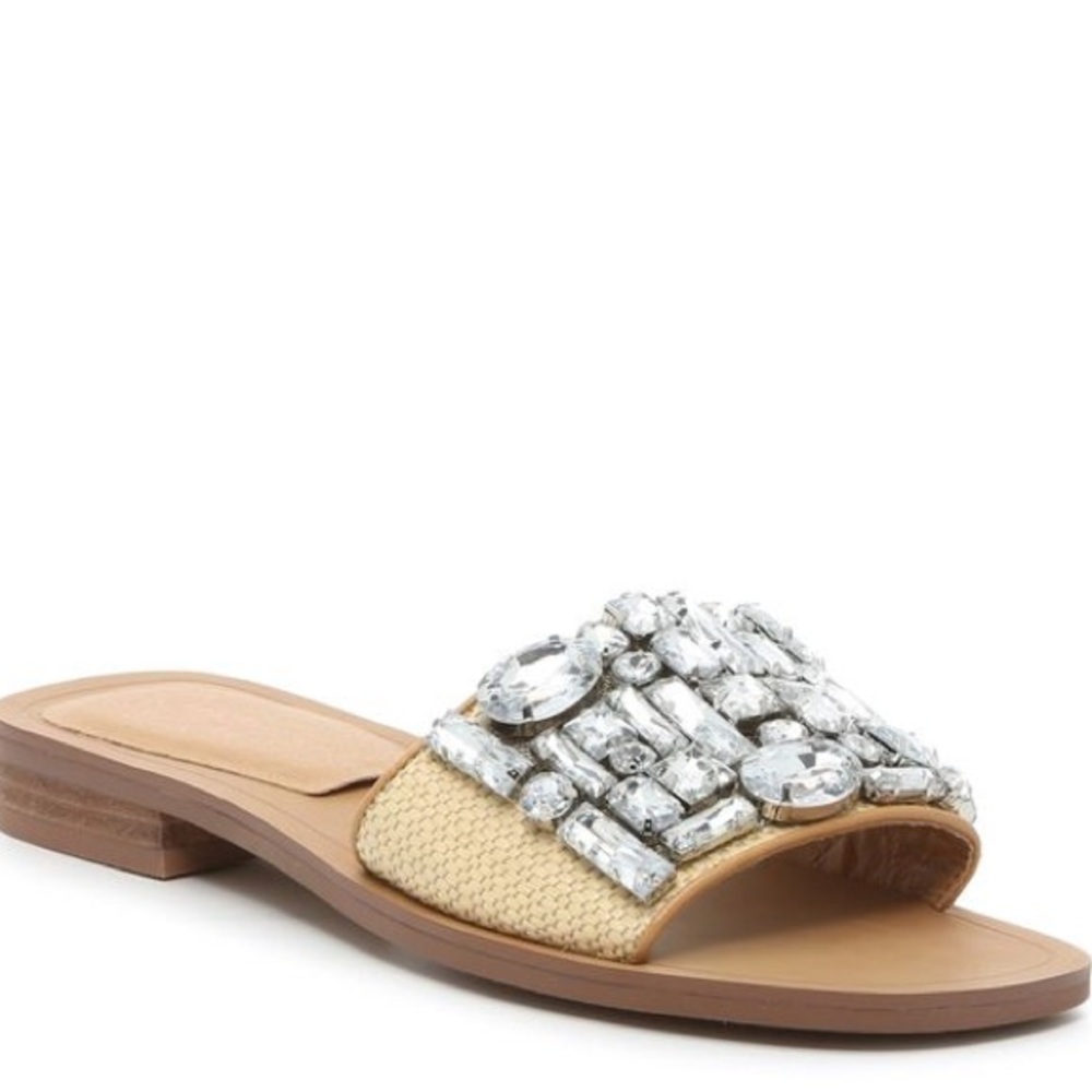 Crown Vintage • Tan and Diamond Embellished Sandals • 7M •